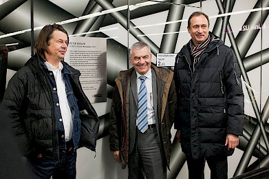 Opening on February 21, 2012, (f.l.t.r.) Peter Kogler, Günter Steinbauer and Andreas Mailath-Pokorny; Photo © Iris Ranzinger, 2011